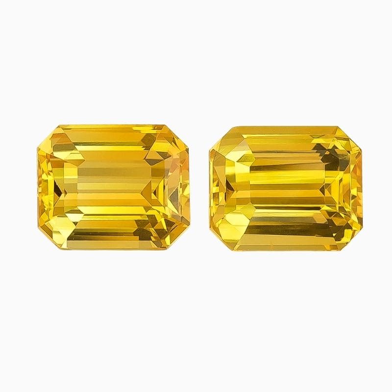 Natural heated yellow sapphire matching pair