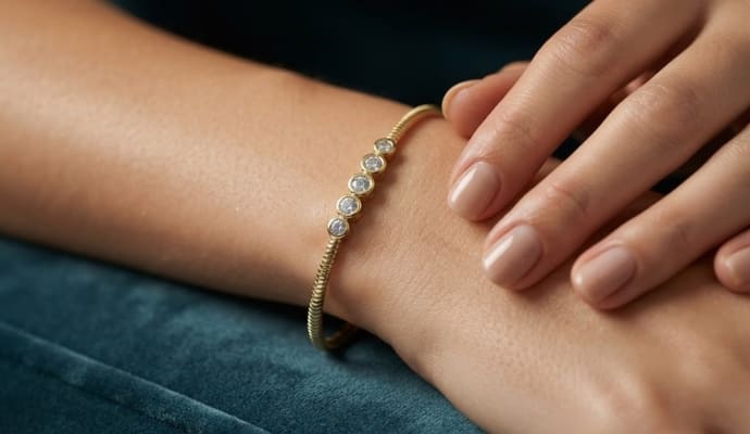 Bezel Set Lab Grown Diamond Flexible Bangle