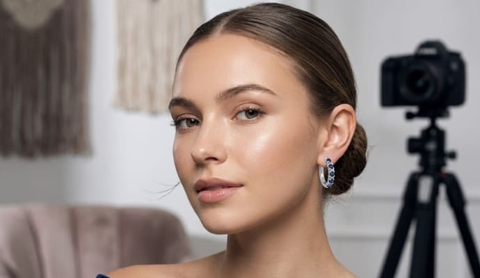Diamond Half Hoop Earrings