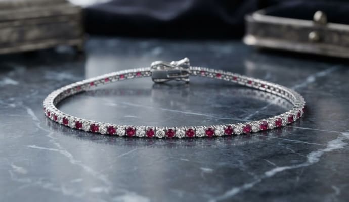 Alternating Ruby Tennis Bracelet