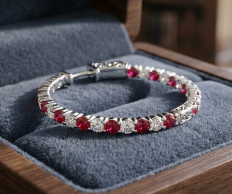 Ruby Natural Diamond Hoop
