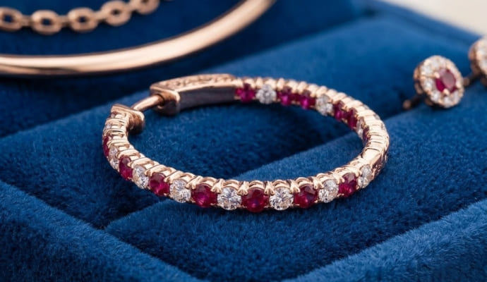 Alternating Natural Diamond Hoop