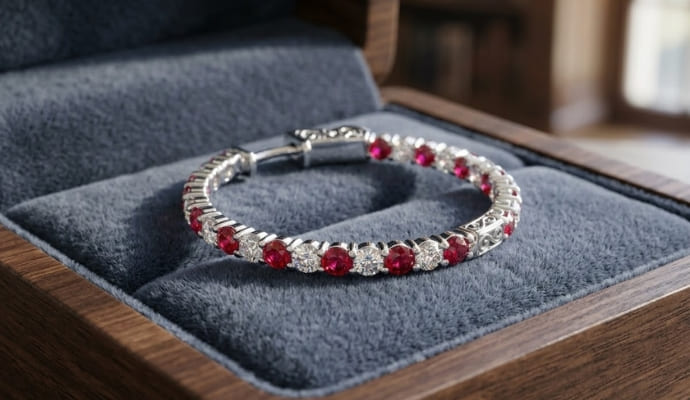 Ruby Natural Diamond Hoop