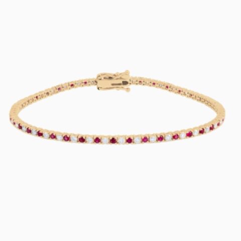 Ruby and natural diamond tennis bracelet