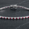 Alternating Ruby and Natural Diamond Tennis Bracelet