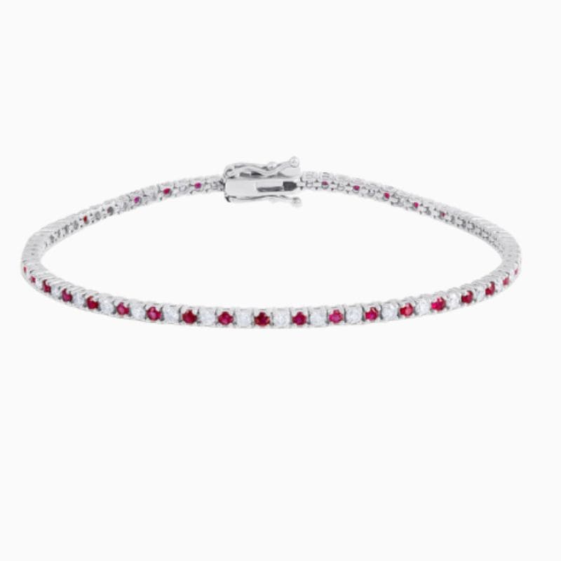 Ruby and natural diamond tennis bracelet