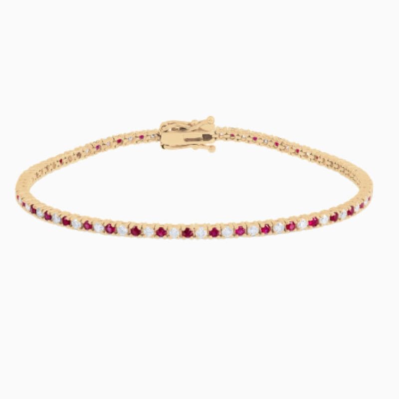 Ruby and natural diamond tennis bracelet