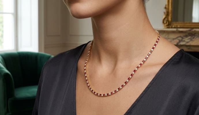 Natural Diamond Tennis Necklace