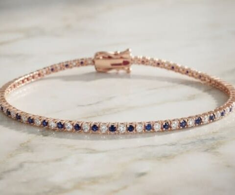 Alternating Sapphire And Lab Grown Diamond