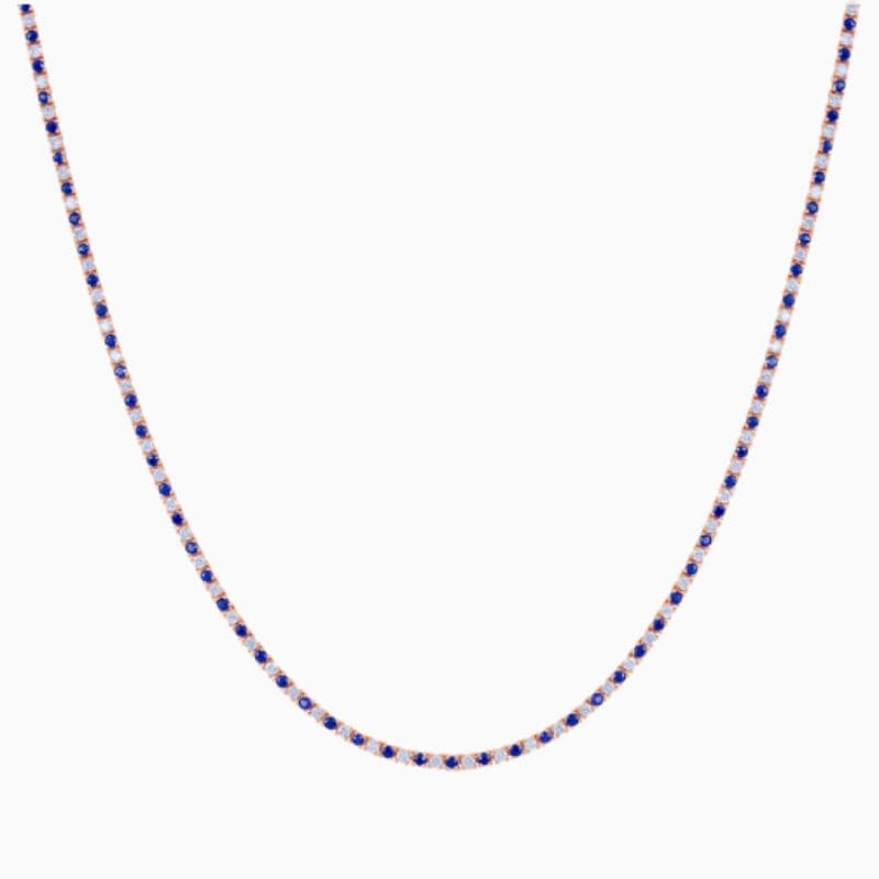 Sapphire and natural diamond tennis necklace