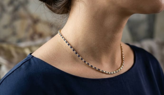 Natural Diamond Tennis Necklace