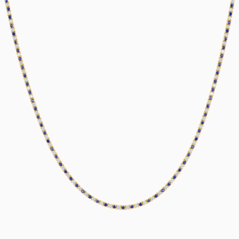 Sapphire and natural diamond tennis necklace