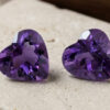 Natural Amethyst matching pair 7.25 carats heart cut gemstones