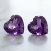Natural Amethyst matching pair 8.57 carats heart cut gemstones