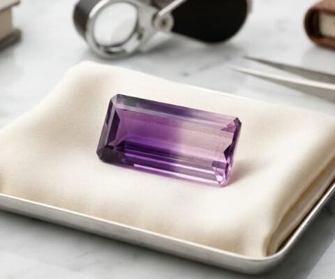 Faceted Ametrine 25.41 carats purple and golden gemstone