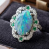 Australian Boulder Opal Diamond Emerald Ring