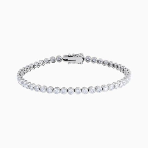 Bezel-set natural diamond tennis bracelet