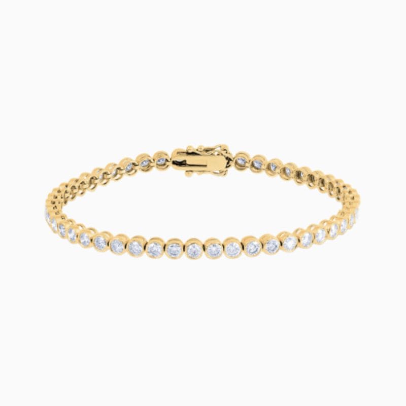 Bezel-set natural diamond tennis bracelet