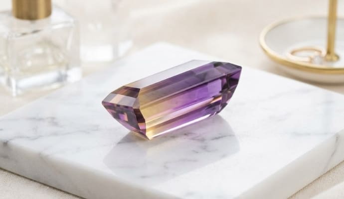 Emerald Bicolor Ametrine Gemstone