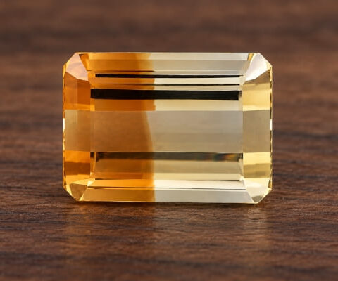 Natural Bicolor Citrine rectangular gemstone