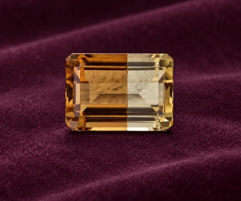 Natural Bicolor Citrine rectangular gemstone