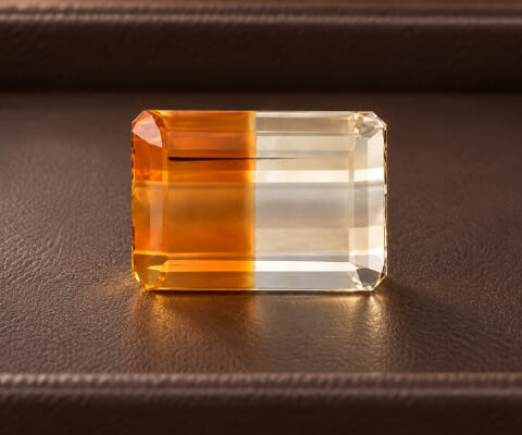 Natural Bicolor Citrine rectangular gemstone