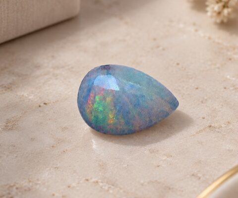 Black Boulder Opal pear shaped gemstone