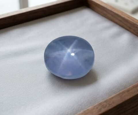 Blue Gray Star Sapphire round gemstone