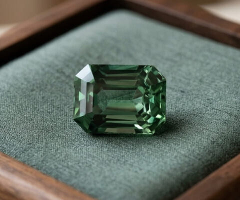 Blue Green Sapphire emerald cut gemstone