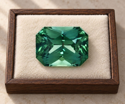 Blue Green Sapphire rectangular cushion cut gemstone