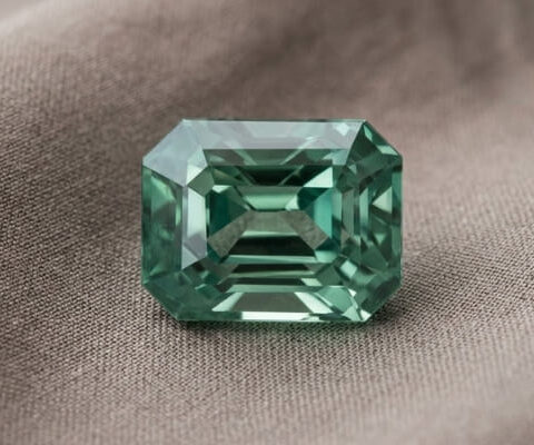 Blue Green Sapphire emerald cut gemstone