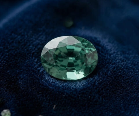 Blue Green Sapphire oval cut gemstone