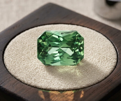 Blue Green Sapphire cushion cut gemstone