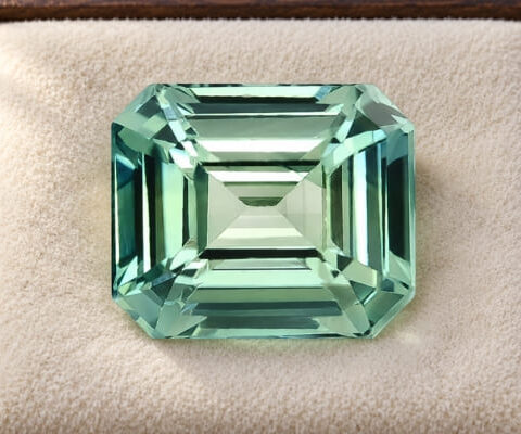 Blue Green Sapphire emerald cut gemstone