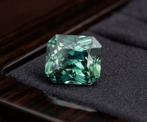 Blue Green Sapphire cushion cut gemstone