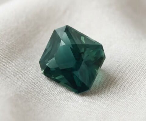 Blue Green Sapphire cushion cut gemstone