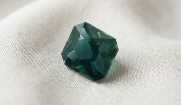 Blue Green Sapphire cushion cut gemstone