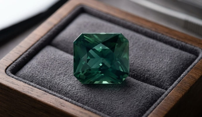 Blue Green Sapphire rectangular gemstone