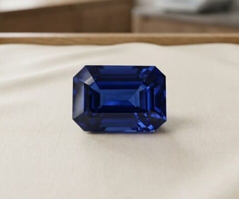 Blue Sapphire emerald cut gemstone