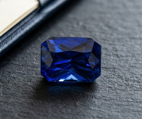 Blue Sapphire emerald cut gemstone