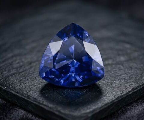 Blue Sapphire triangular faceted gemstone