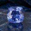 Blue Sapphire cushion cut gemstone with faceted design