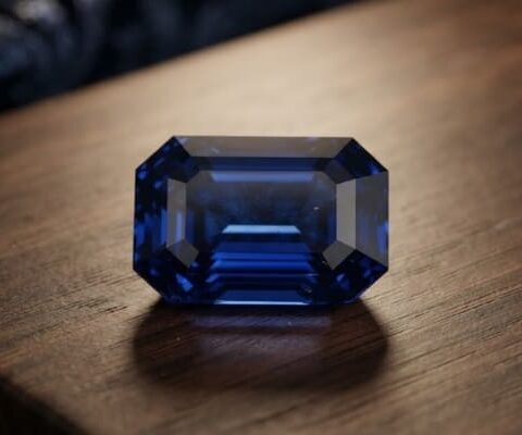 Blue Sapphire emerald cut gemstone