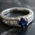 Blue Sapphire and Diamond Engagement Ring