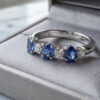 Blue Sapphire and Diamond Half Eternity Ring