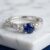 Blue Sapphire and Diamond Three Stone Ring