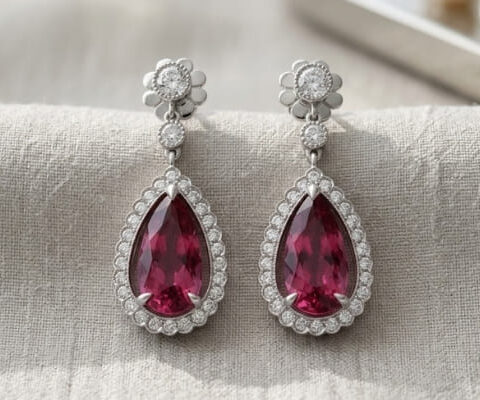 Blush Pear Pink Tourmaline Earrings