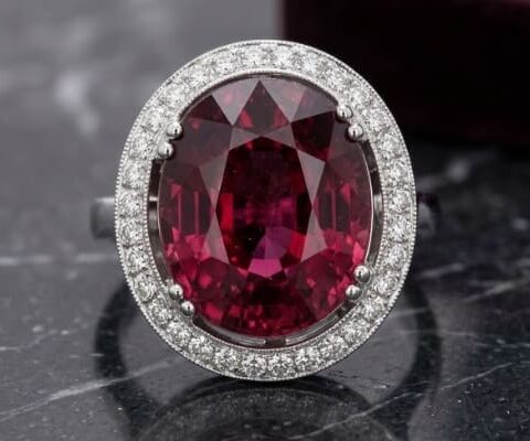 Brazilian Rubellite Diamond Ring