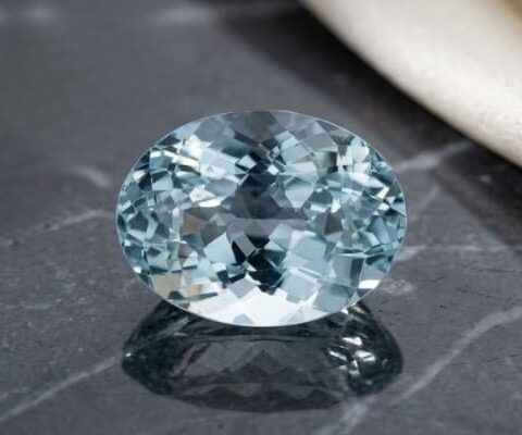 Bright Blue Aquamarine oval cut gemstone