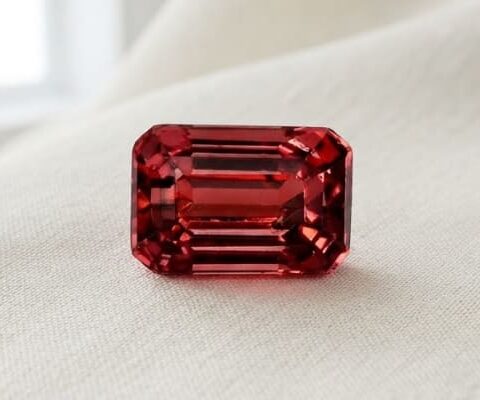 Red Spinel emerald cut gemstone